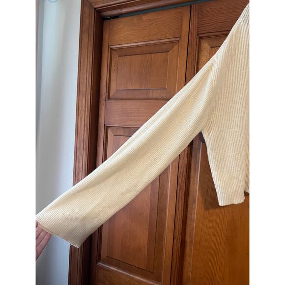 J.O.A. Women's Faux Wrap Ribbed Turtleneck Wool Blend Sweater Cream Size M - Picture 4 of 8